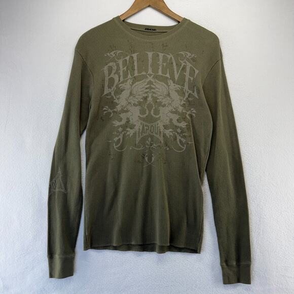 Vintage Tapout Shirt men's Small Green Graphic Waffle Thermal Wings Spellout y2k - Picture 1 of 8